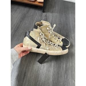 Leather Crown Metallic Gold High Top Sneaker Size 39(9)